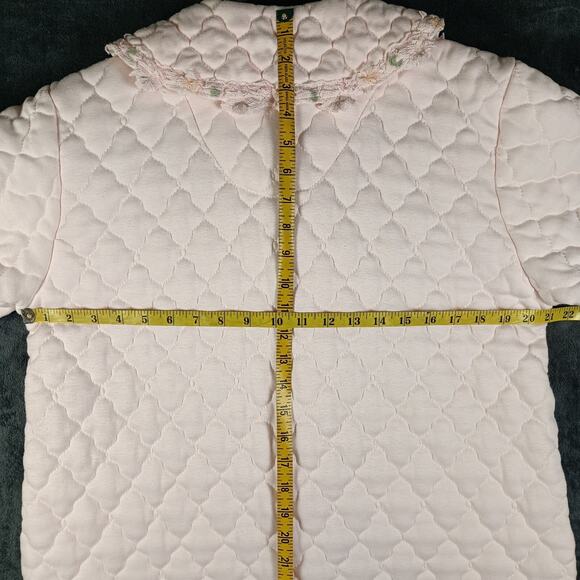 Scatch Quilted Housecoat Women Small Pink Button Front Long Sleeve Lounge Robe - Picture 4 of 10